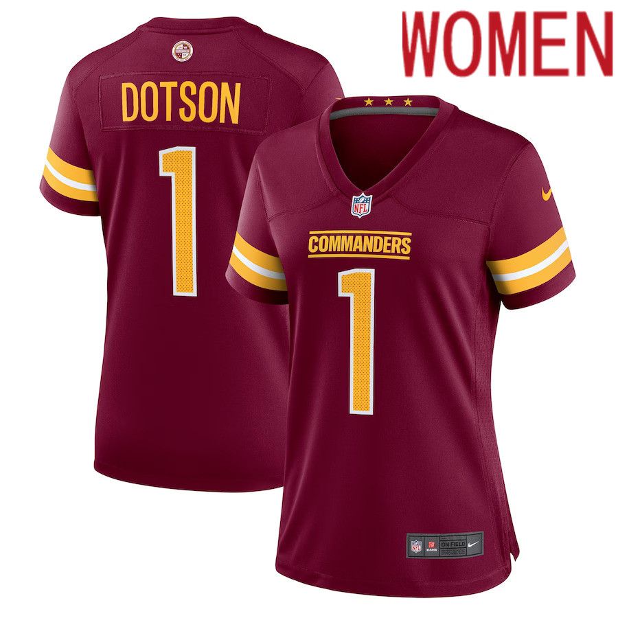 Women Washington Commanders #1 Jahan Dotson Nike Burgundy Player Game NFL Jersey